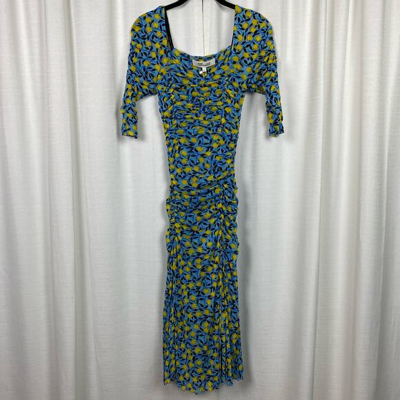 Diane Von Furstenberg Blue Lemon Print Dacey Dress Sz.M NWT - Picture 6 of 16
